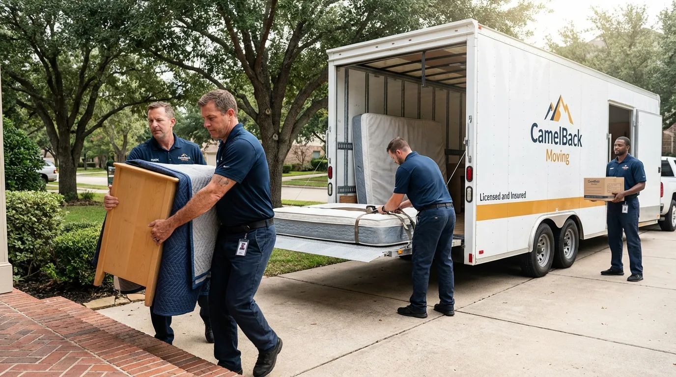 Crew loading residential truck for cross-state move from Goodwater, AL