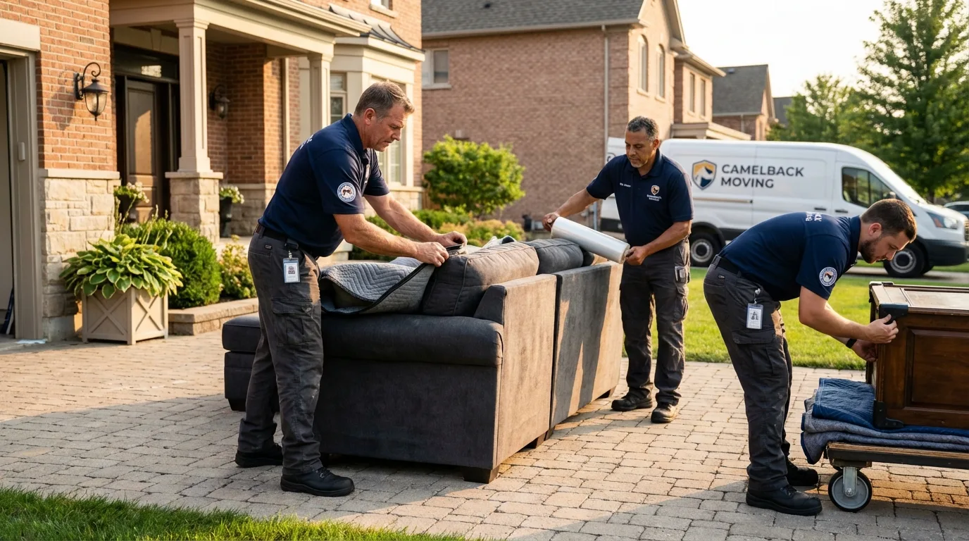 Large estate moving crew wrapping furniture in Goodwater, AL